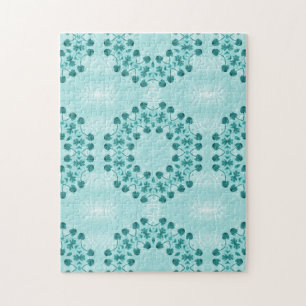 Puzzle Motif floral, bleu sarcelle