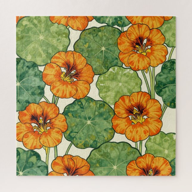 Puzzle Motif floral de capucine à l'aquarelle (Vertical)