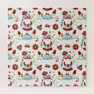 Puzzle Motif floral de gnome scandinave mignon