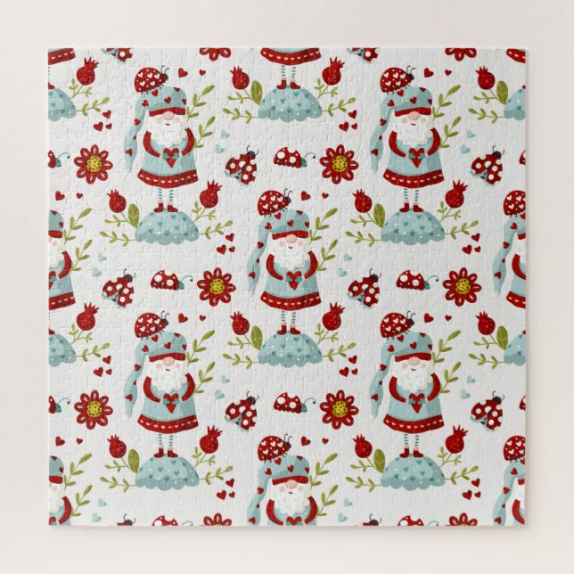Puzzle Motif floral de gnome scandinave mignon (Vertical)