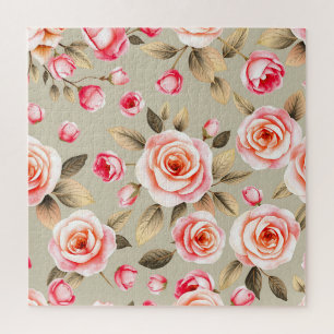 Puzzle Motif floral de rose rose romantique