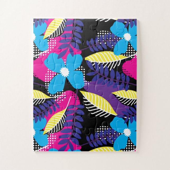 Puzzle Motif floral et point chic avec Feuilles (Vertical)
