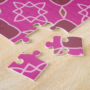 Puzzle Motif floral étoilé arabesque rose sans couture