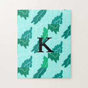 Puzzle Motif floral feuilles de turquoise verte ajouter m