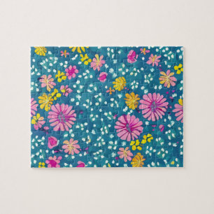 Puzzle motif floral fleurs coloré