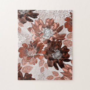 Puzzle Motif floral gris-marron.