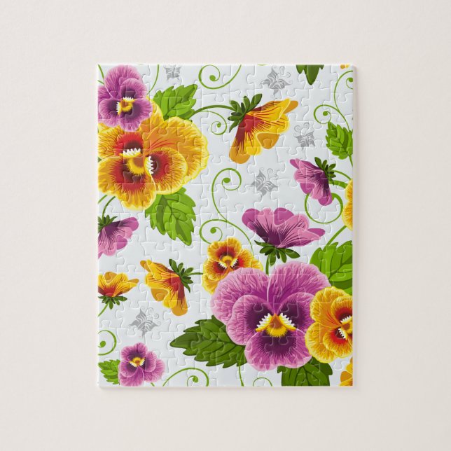 Puzzle Motif floral jaune et rose (Vertical)
