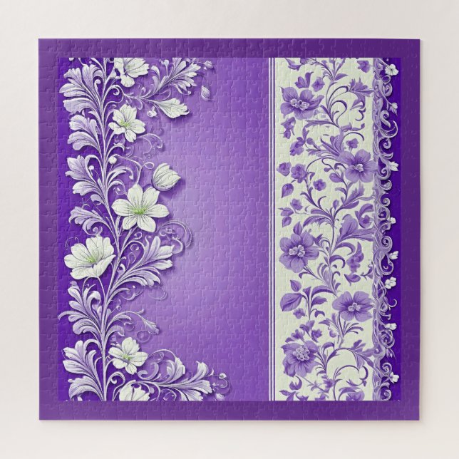 Puzzle Motif floral Lilac-pourpre (Vertical)