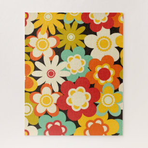 Puzzle Motif floral mignon rétro coloré vif