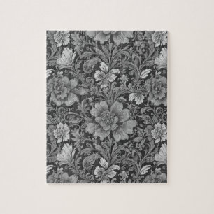 Puzzle Motif floral monochrome vintage