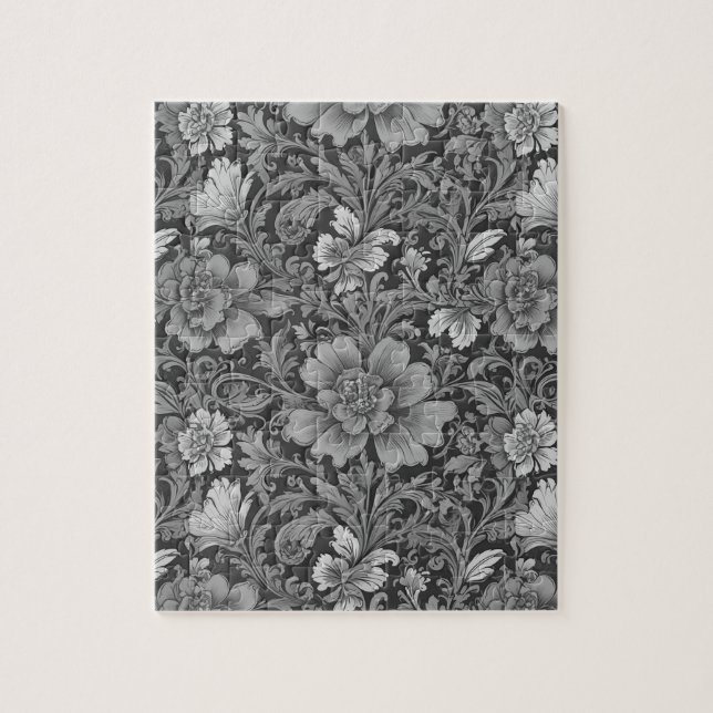 Puzzle Motif floral monochrome vintage  (Vertical)
