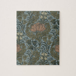 Puzzle Motif floral victorien antique terre cuite sauge