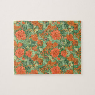 Puzzle Motif floral vintage avec fleurs de couleurs paste