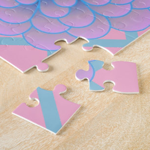 Puzzle Motif floral violet bleu pastel esthétique sans co