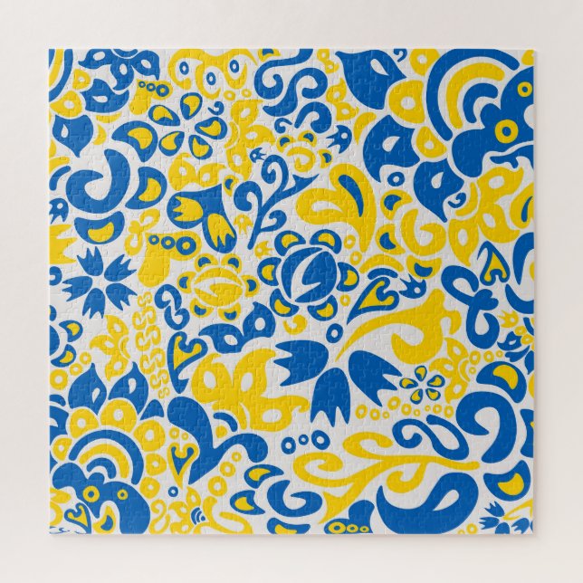 Puzzle Motif folklorique aux couleurs du drapeau ukrainie (Vertical)