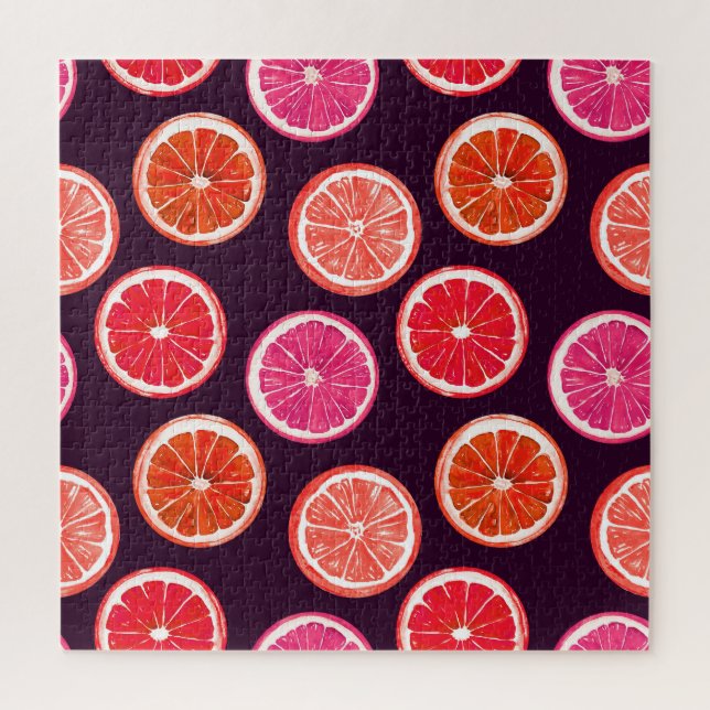 Puzzle Motif foncé Citrus peint à la main (Vertical)