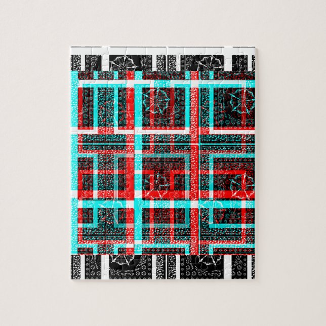 Puzzle Motif géométrique à carreaux colorés en labyrinthe (Vertical)