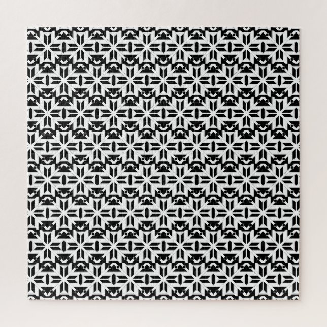 Puzzle Motif géométrique élégant noir et blanc (Vertical)
