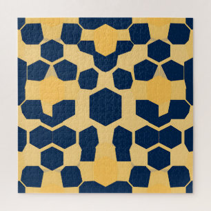 Puzzle Motif géométrique en nid d'abeille hexagonale bleu