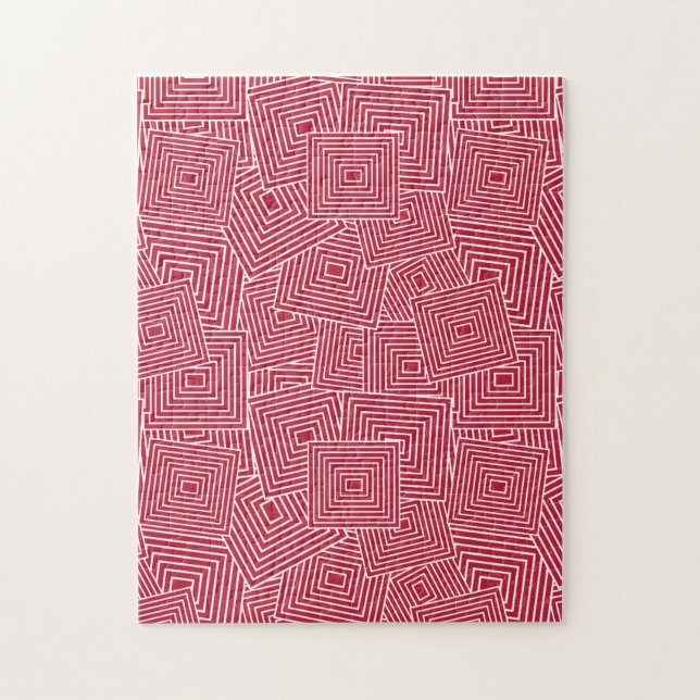 Puzzle Motif géométrique rouge et blanc (Vertical)
