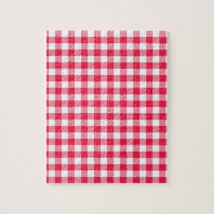 Puzzle Motif Gingham Rouge et Blanc Classique Rustique