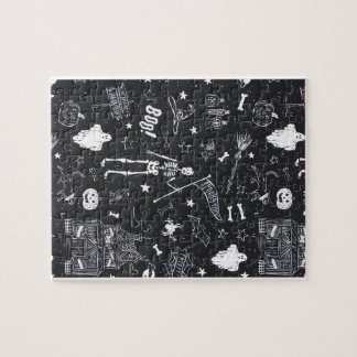 Puzzle • Motif gothique Halloween pooky - Noir et Blanc