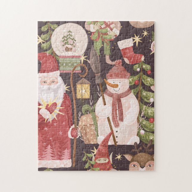 Puzzle Motif Joyeux Noël Rétro - Esthétique Festive (Vertical)