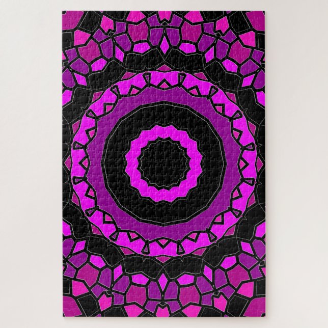Puzzle Motif kaléidoscope rose et noir (Vertical)
