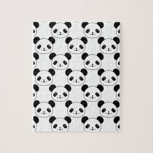 Puzzle Motif Kawaii Panda En Noir Et Blanc (Vertical)
