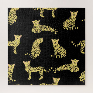 Puzzle Motif léopard : Arrière - plan noir Cheetah