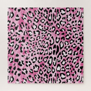 Puzzle Motif Léopard Blanc Rose.