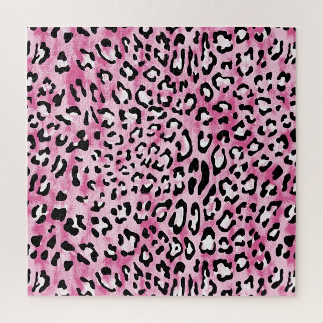 Puzzle Motif Léopard Blanc Rose. (Vertical)