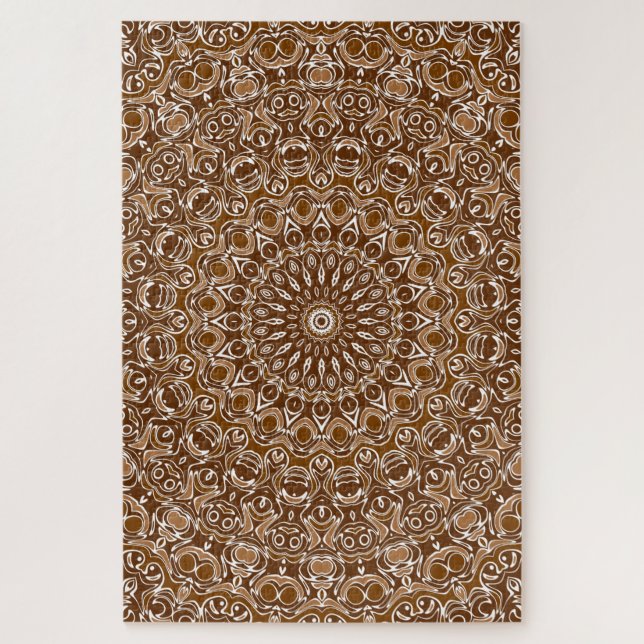 Puzzle Motif Mandala Marron Chocolat et Blanc (Vertical)