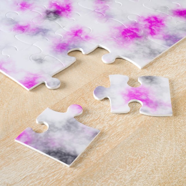 Puzzle Motif marbre doux rose gris et blanc (Côté)