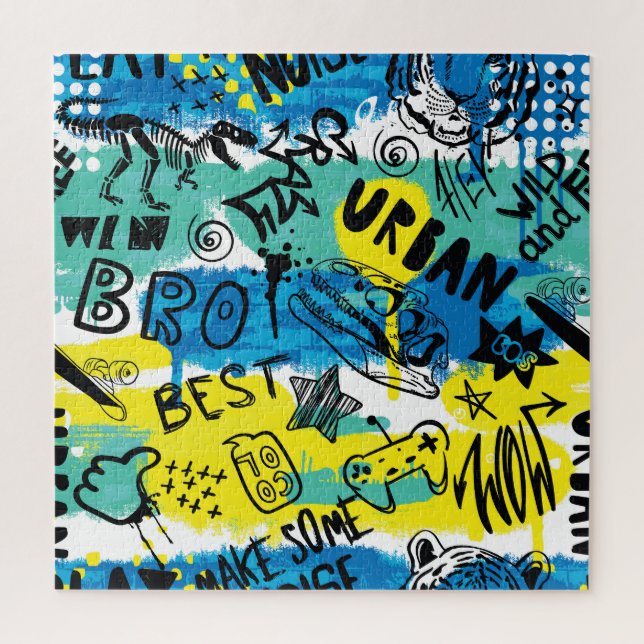 Puzzle Motif Monster Hand Drawn Kids (Vertical)