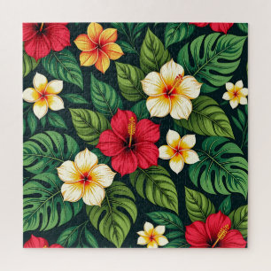 Puzzle Motif Monstera Hibiscus Tropical