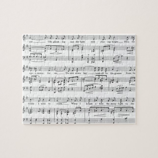 Puzzle Motif noir et blanc de musique de feuille (Horizontal)