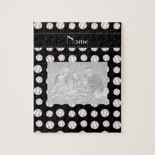 Puzzle Motif noir nommé personnalisé de base-ball