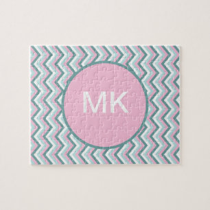 Puzzle Motif Ocean Mist Chevron