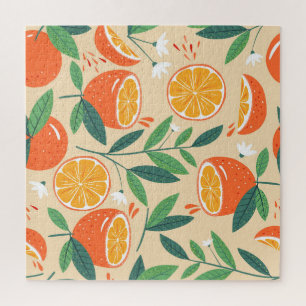 Puzzle Motif orange sans couture, art vintage abstrait.