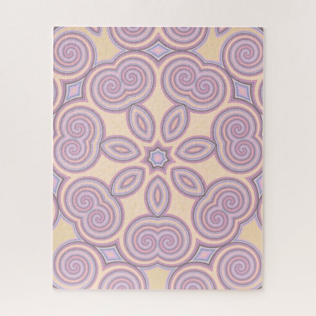 Puzzle Motif Pastel Pink & Purple Kaleidoscope (Vertical)