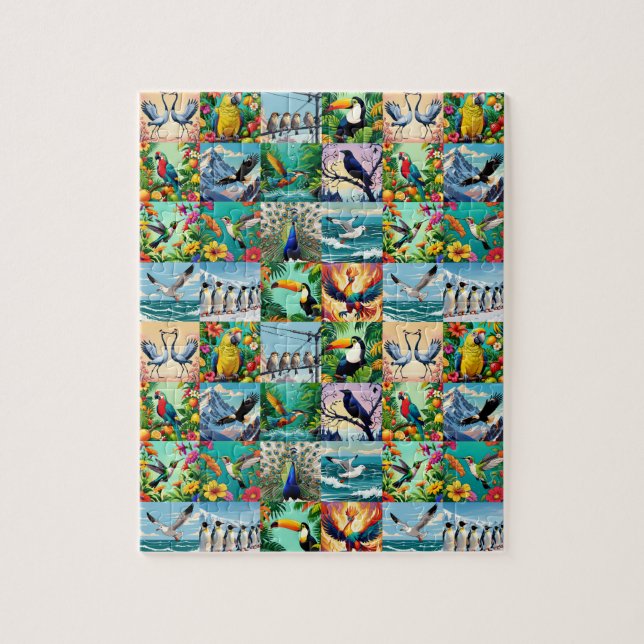 Puzzle Motif patchwork d'oiseaux  (Vertical)