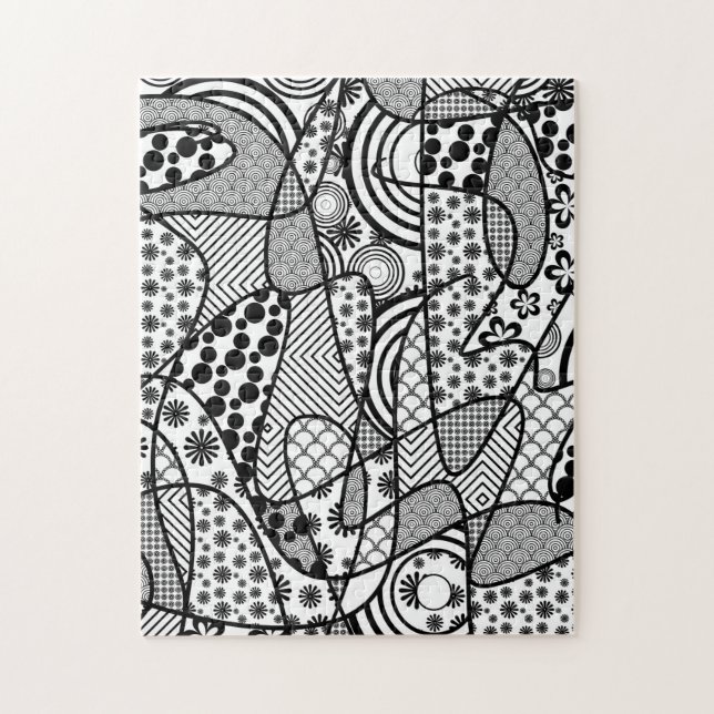 Puzzle Motif Patchwork Noir & Blanc 02 (Vertical)