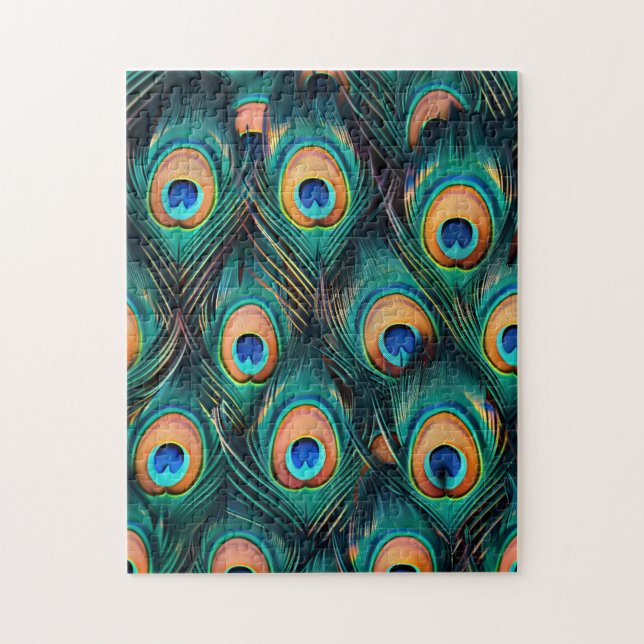 Puzzle Motif Peacock Feather (Vertical)
