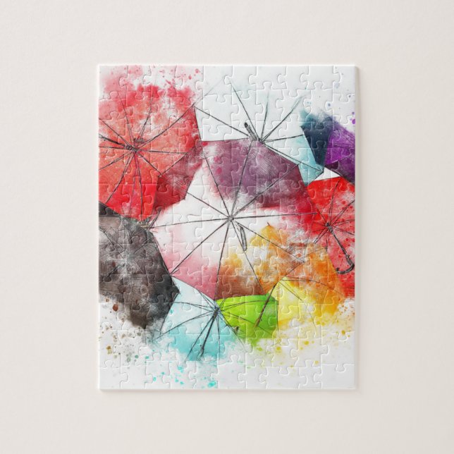 Puzzle Motif pour aquarelle d'abrégé sur parapluie (Vertical)