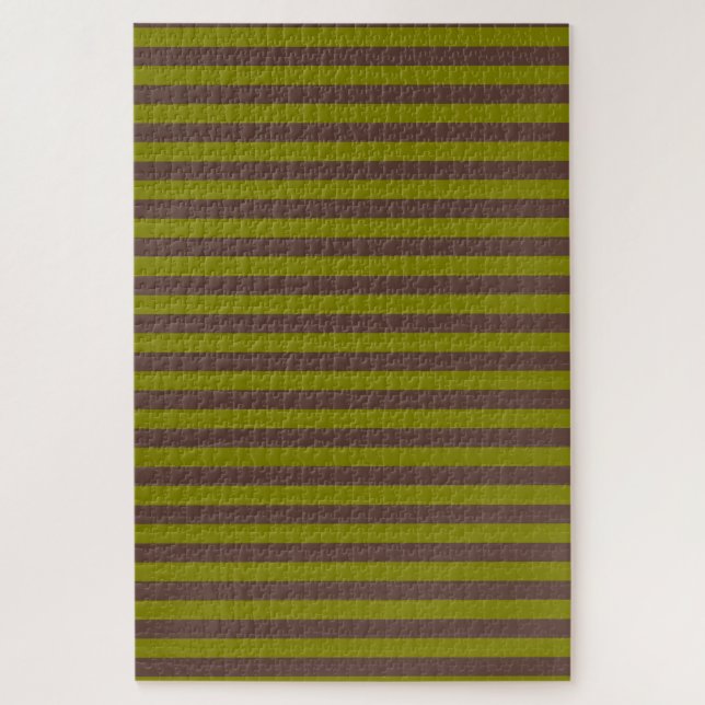 Puzzle Motif rayé en chocolat brun et vert olive (Vertical)