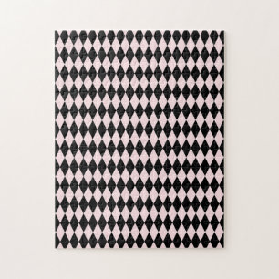 Puzzle Motif rayé noir et rose clair minimal abstrait