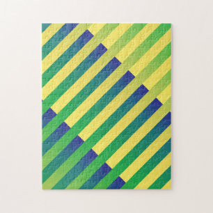 Puzzle Motif rayé vert jaune bleu