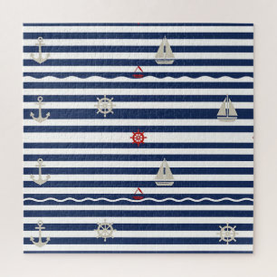 Puzzle Motif rayure voilier ancre nautique
