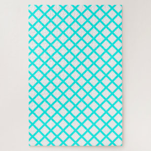 Puzzle Motif rayures diamant harlequin blanc sarcelle